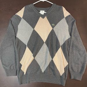 Men’s Lacoste Argyle V-Neck Sweater (large)